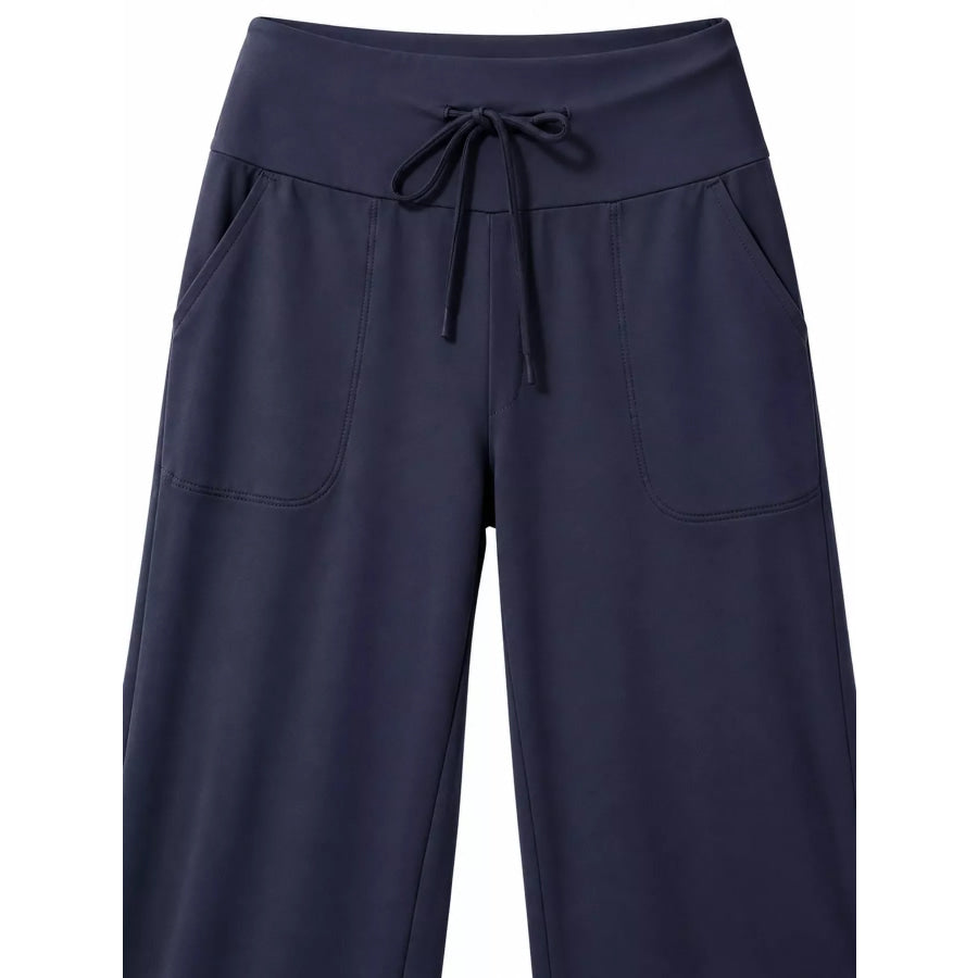High-Waisted Wide-Leg Lounge Bottoms with Pockets Apparel and Accessories