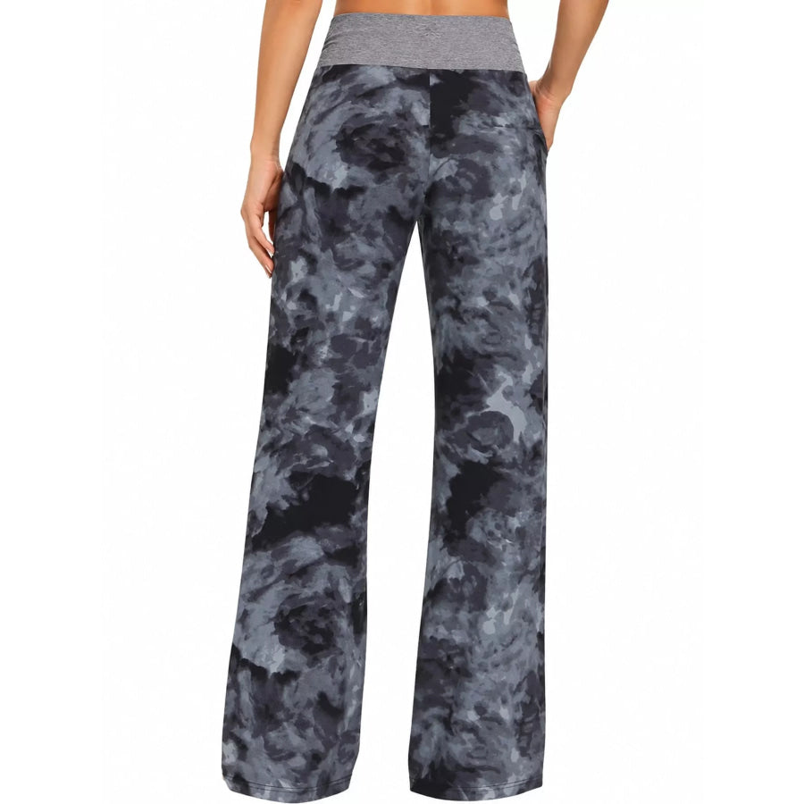 High-Waisted Wide-Leg Lounge Bottoms with Pockets Apparel and Accessories