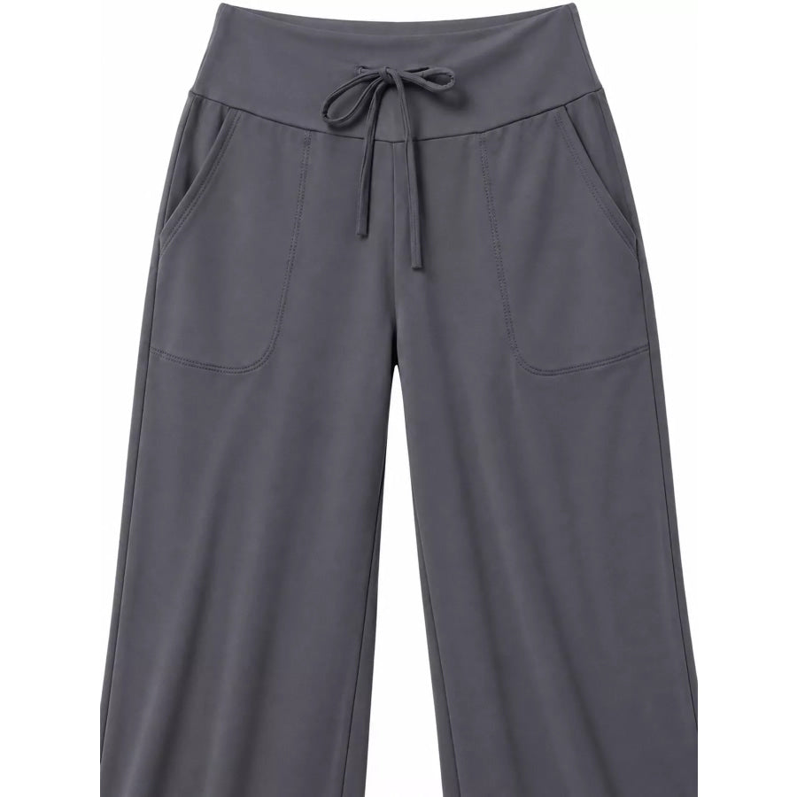 High-Waisted Wide-Leg Lounge Bottoms with Pockets Apparel and Accessories