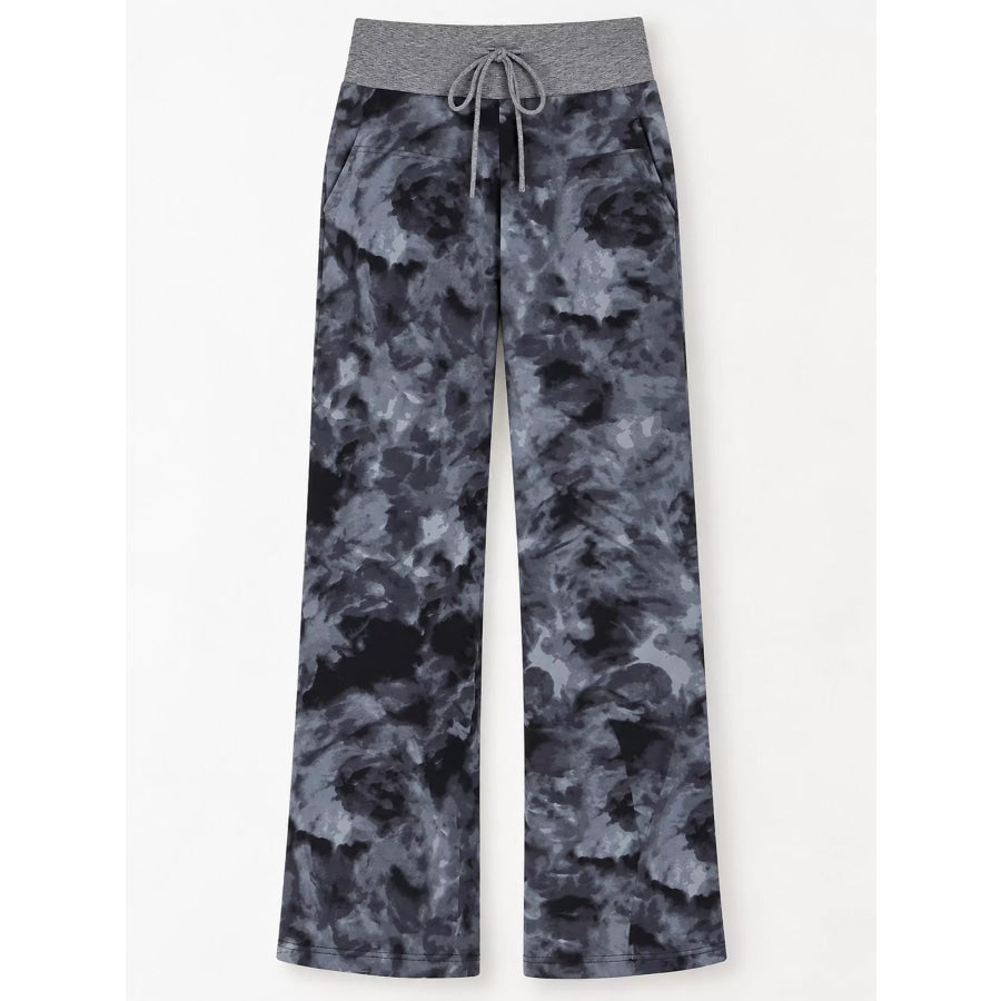High-Waisted Wide-Leg Lounge Bottoms with Pockets Apparel and Accessories