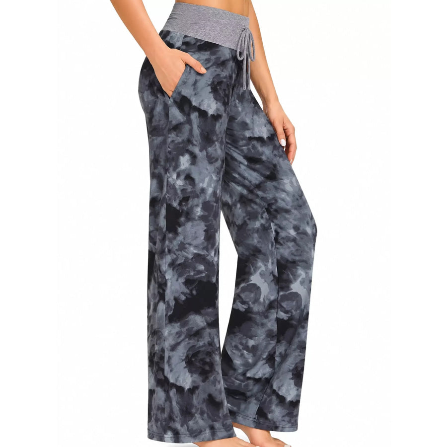 High-Waisted Wide-Leg Lounge Bottoms with Pockets Apparel and Accessories