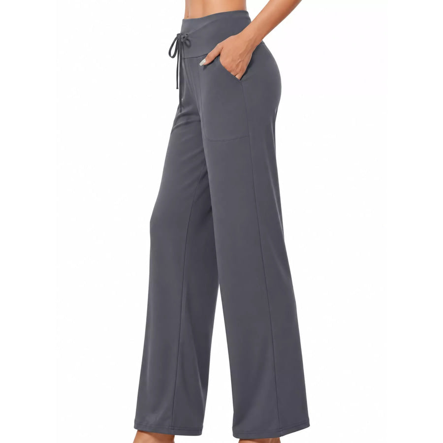 High-Waisted Wide-Leg Lounge Bottoms with Pockets Apparel and Accessories