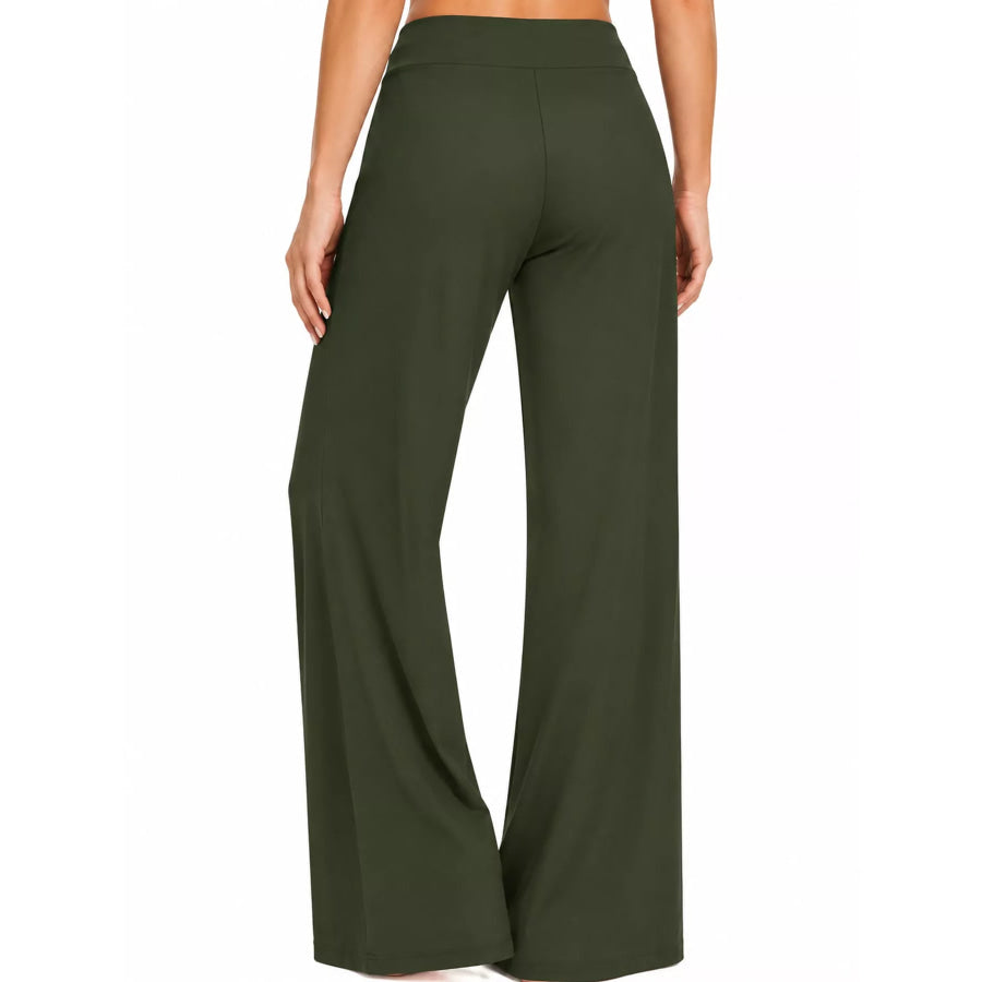 High-Waisted Wide-Leg Lounge Bottoms with Pockets Apparel and Accessories
