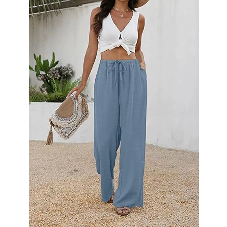 High-Waisted Wide-Leg Pants Apparel and Accessories