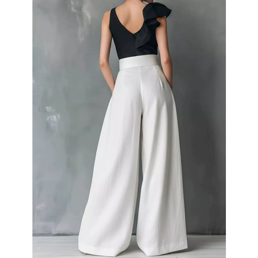 High-Waisted Wide-Leg Pants Apparel and Accessories