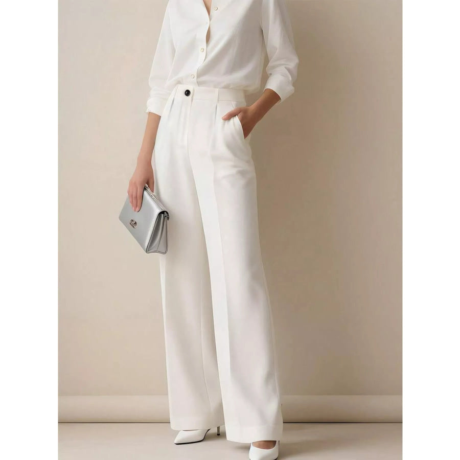 High-Waisted Wide Leg Pants Apparel and Accessories