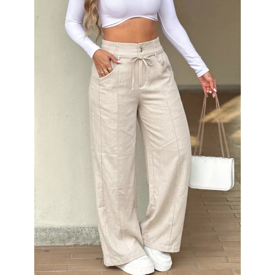 High-Waisted Wide-Leg Pants Apparel and Accessories