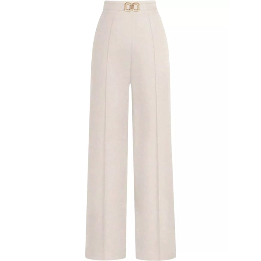 High-Waisted Wide-Leg Pants Apricot / XS Apparel and Accessories