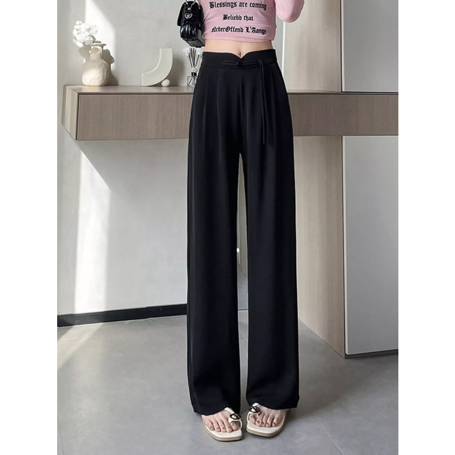 High-Waisted Wide-Leg Pants Black / S Apparel and Accessories