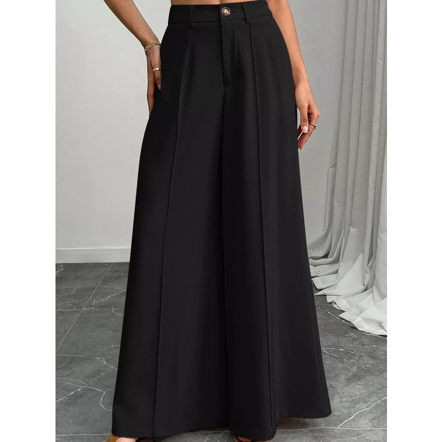 High-Waisted Wide-Leg Pants Black / S Apparel and Accessories