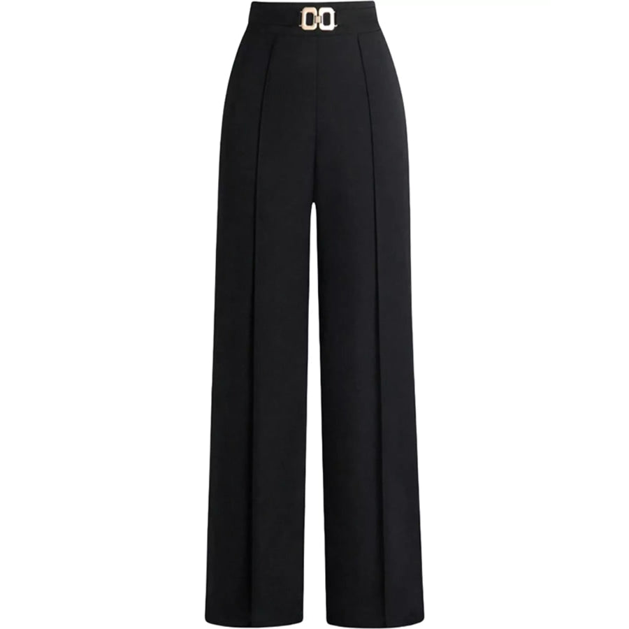 High-Waisted Wide-Leg Pants Black / XS Apparel and Accessories