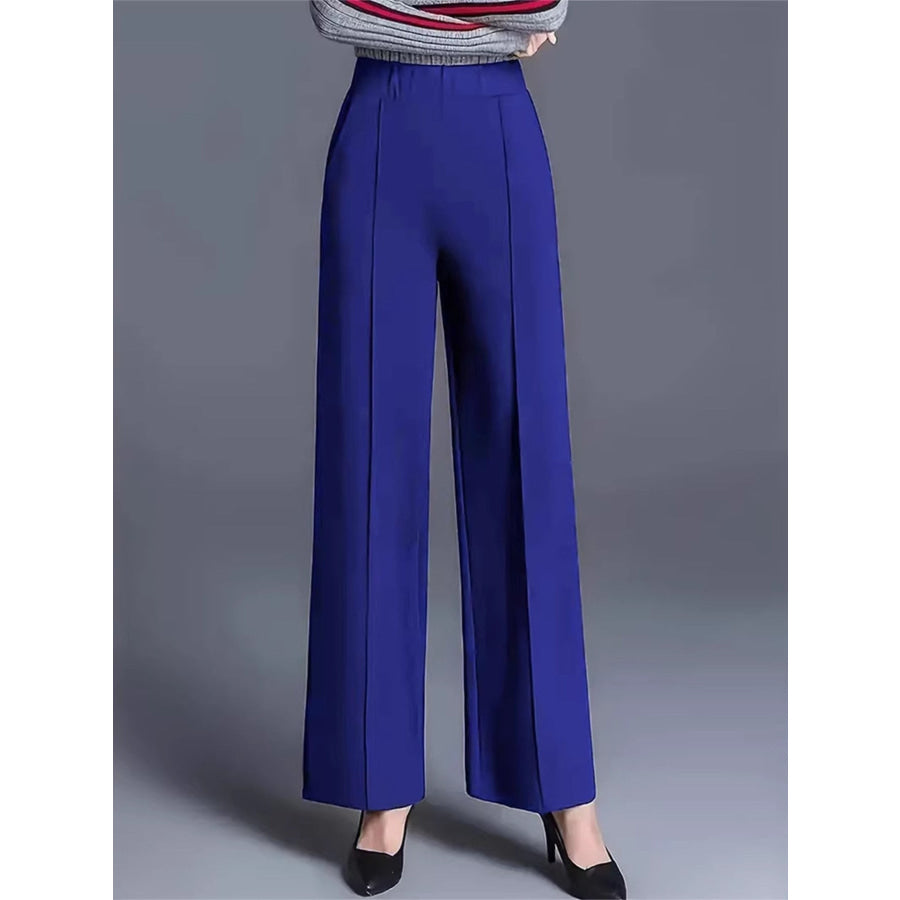 High-Waisted Wide Leg Pants Blue / S Apparel and Accessories