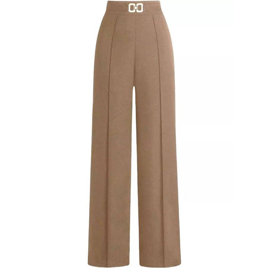 High-Waisted Wide-Leg Pants Camel / XS Apparel and Accessories