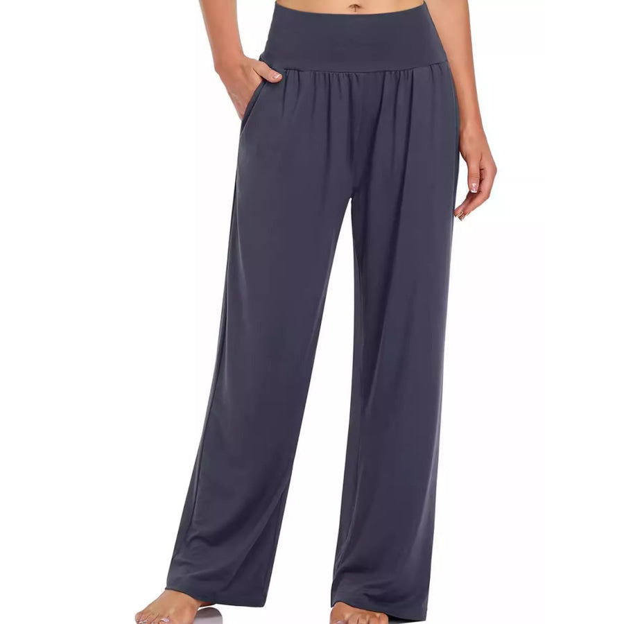High-Waisted Wide-Leg Pants Dark Gray / S Apparel and Accessories