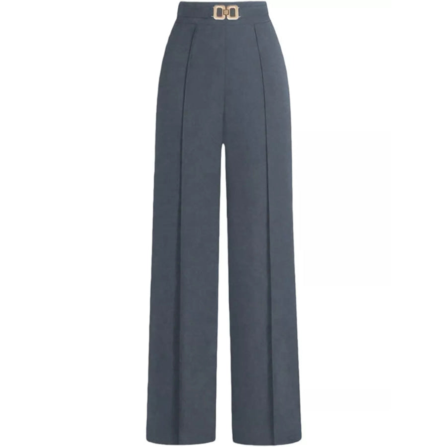 High-Waisted Wide-Leg Pants Dark Gray / XS Apparel and Accessories