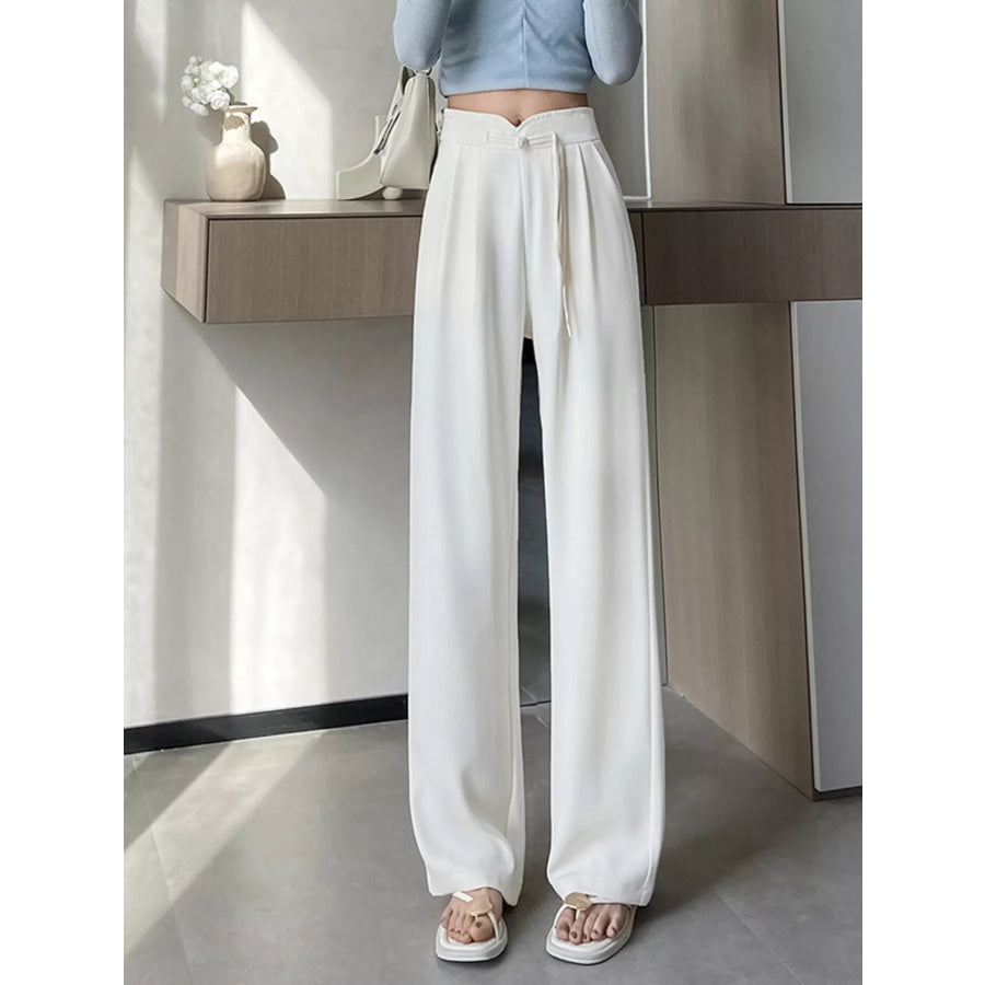 High-Waisted Wide-Leg Pants White / S Apparel and Accessories