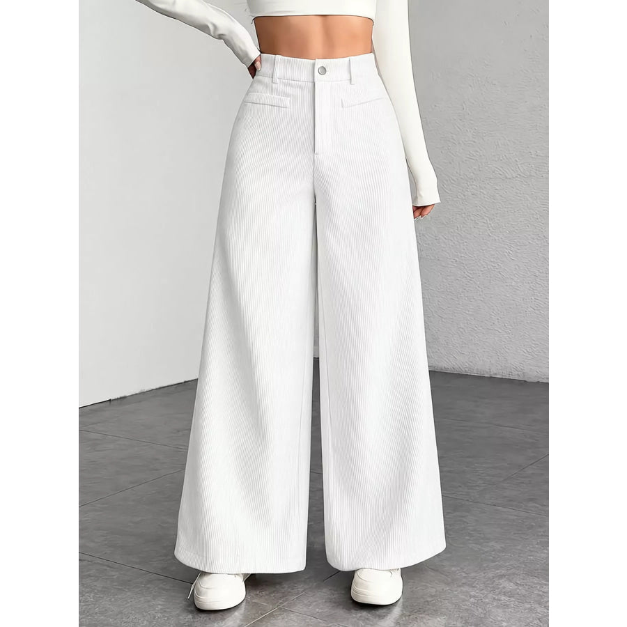 High-Waisted Wide-Leg Pants White / XS Apparel and Accessories
