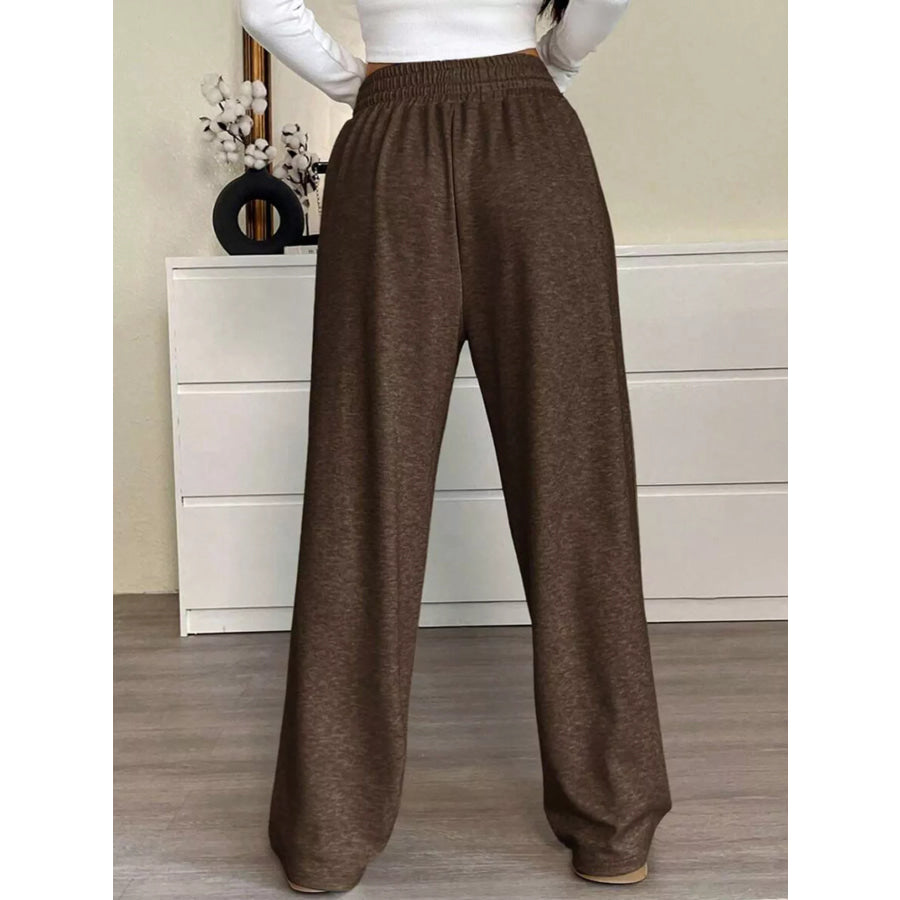 High-Waisted Wide-Leg Pants with Drawstring Apparel and Accessories