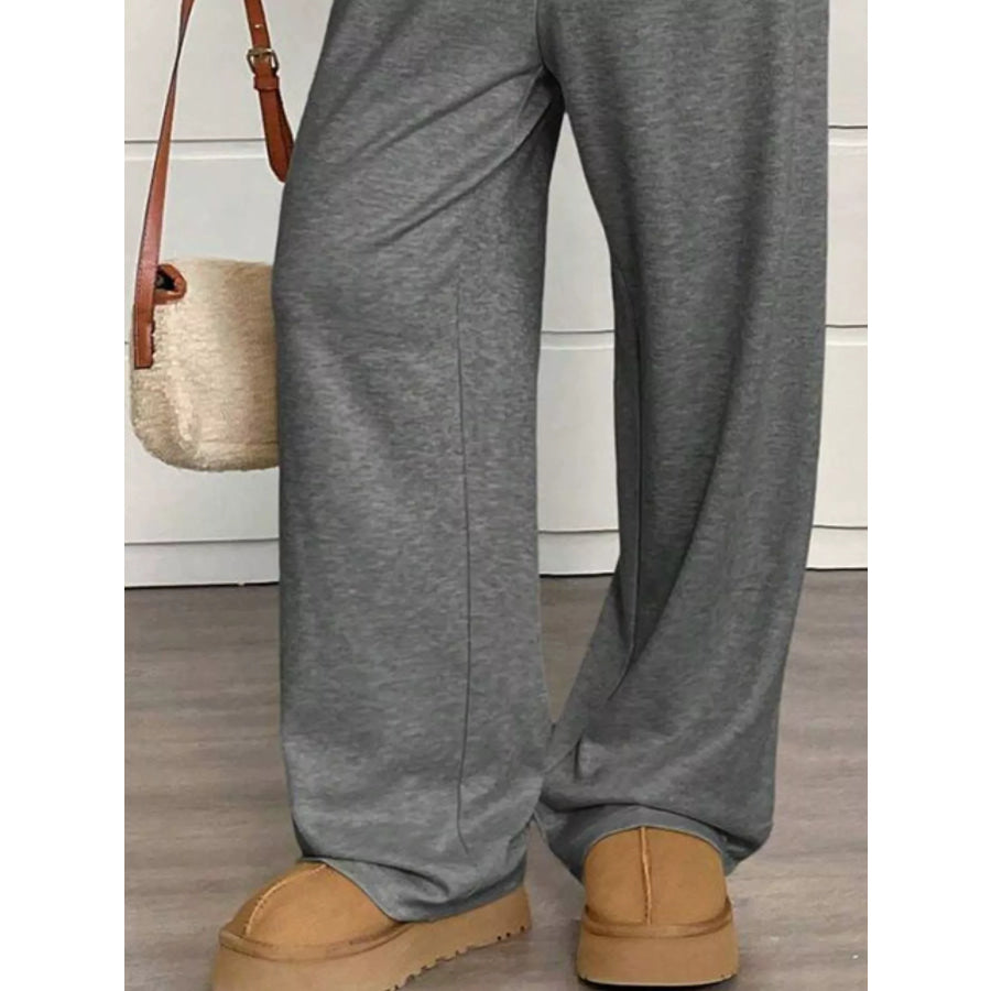 High-Waisted Wide-Leg Pants with Drawstring Apparel and Accessories