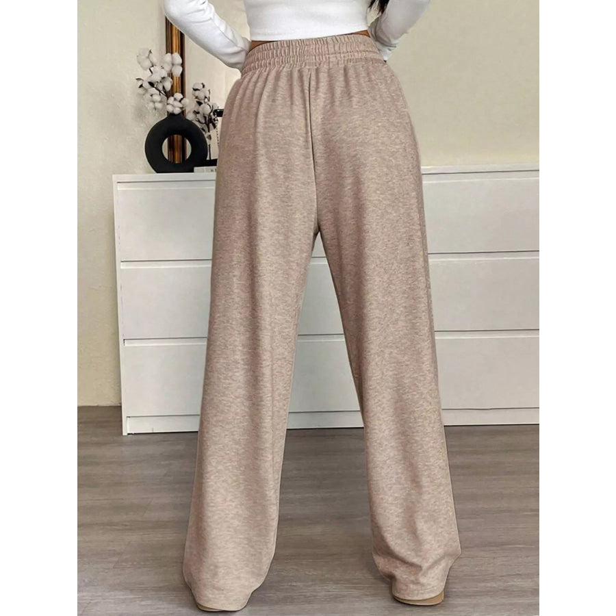 High-Waisted Wide-Leg Pants with Drawstring Apparel and Accessories