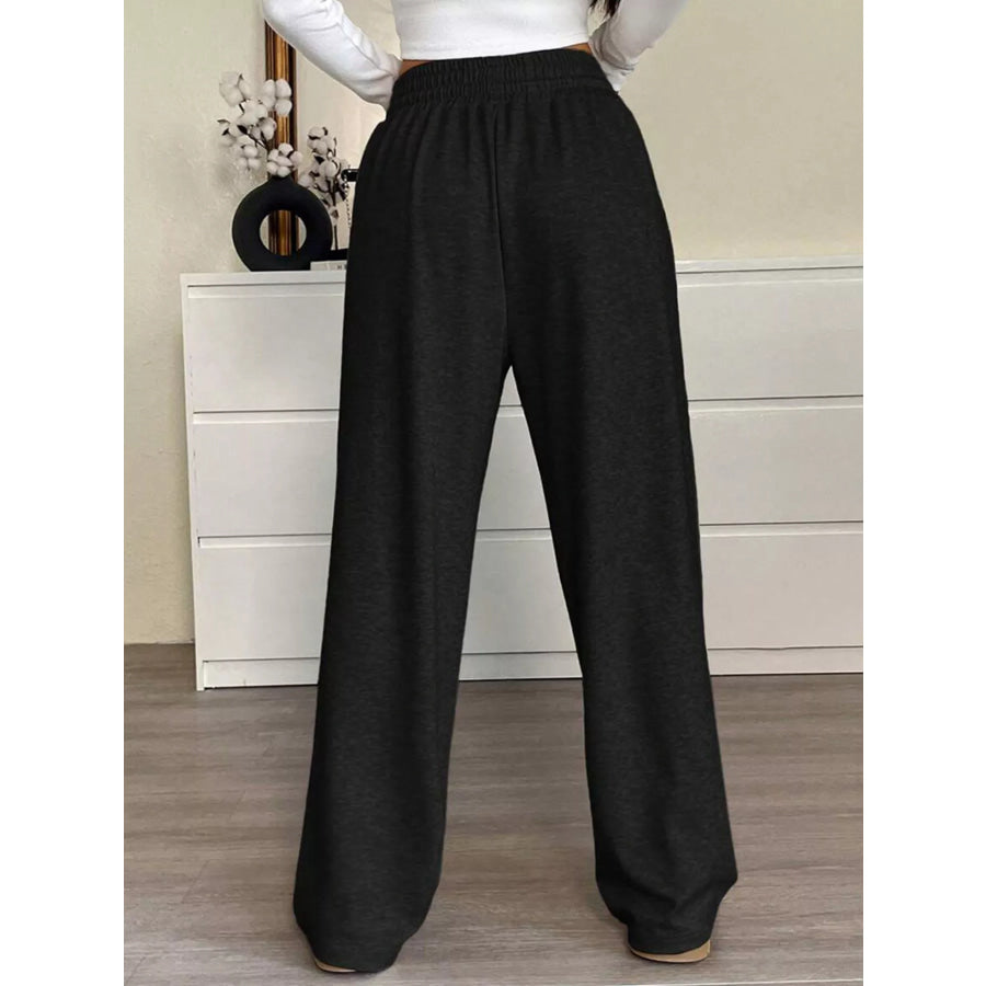 High-Waisted Wide-Leg Pants with Drawstring Apparel and Accessories