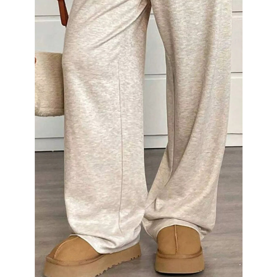 High-Waisted Wide-Leg Pants with Drawstring Apparel and Accessories
