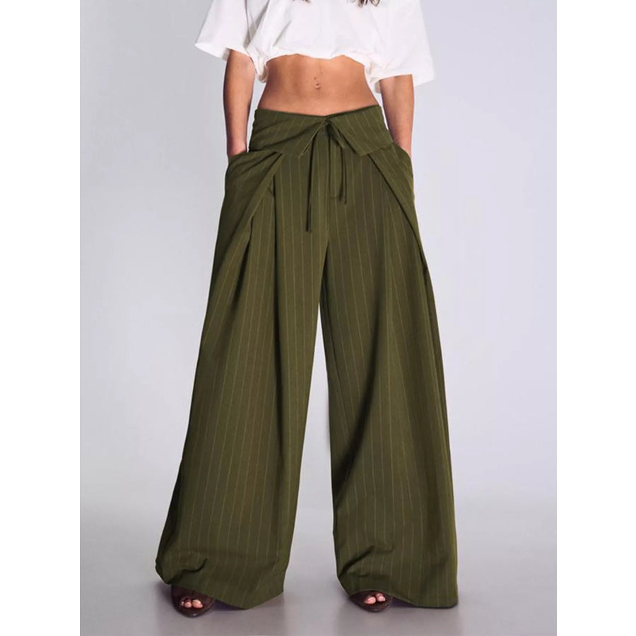 High-Waisted Wide-Leg Pinstripe Pants Apparel and Accessories
