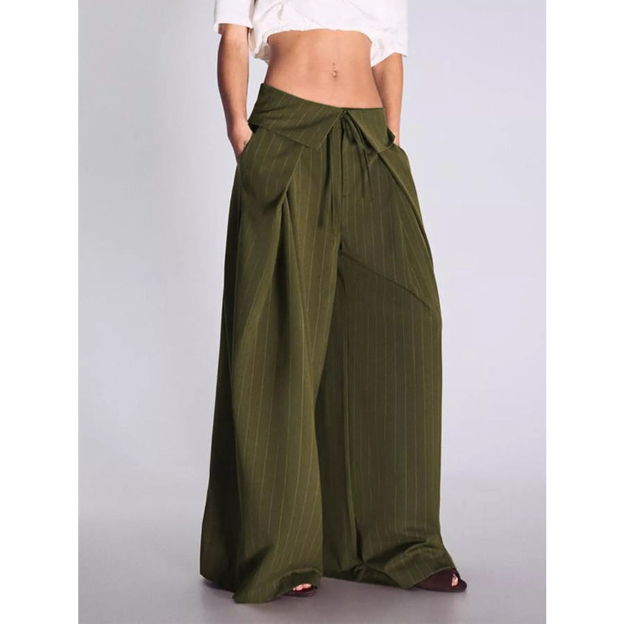 High-Waisted Wide-Leg Pinstripe Pants Apparel and Accessories