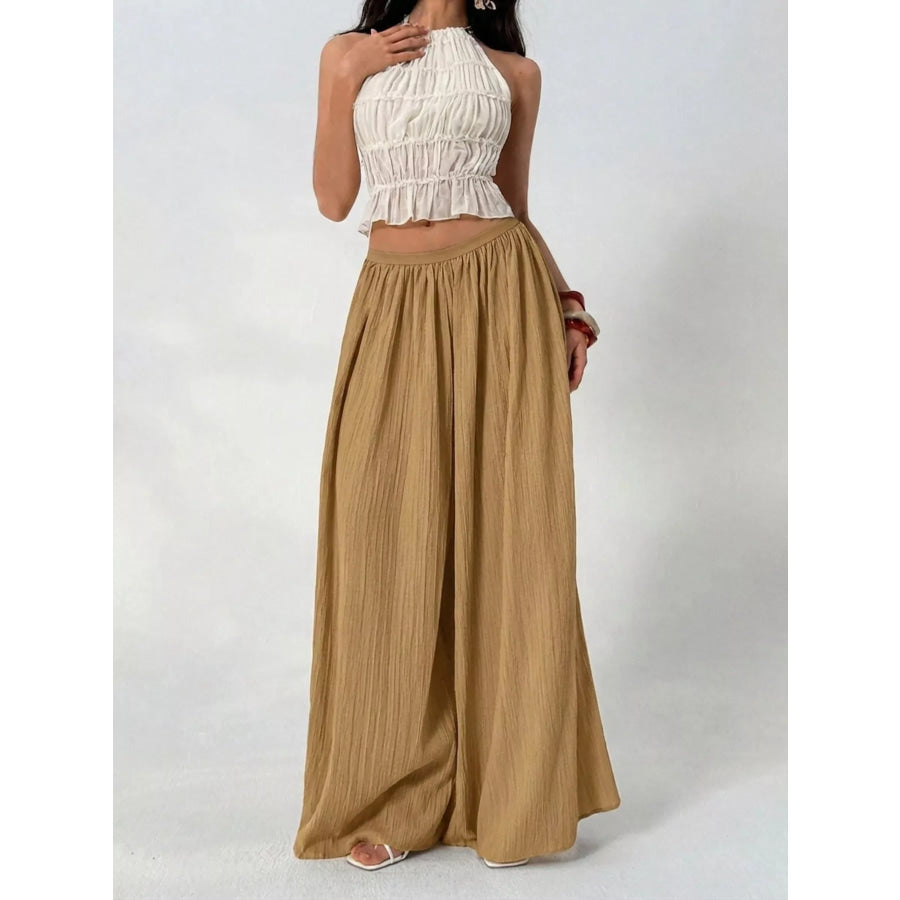 High-Waisted Wide-Leg Pleated Casual Pants Apparel and Accessories