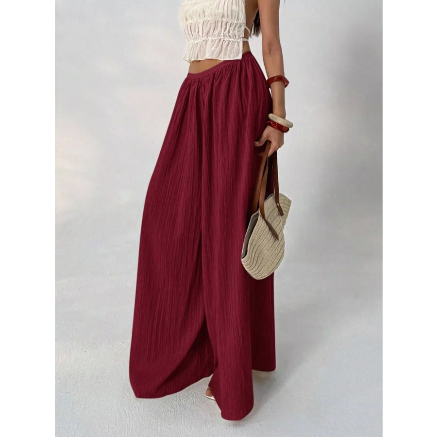 High-Waisted Wide-Leg Pleated Casual Pants Apparel and Accessories