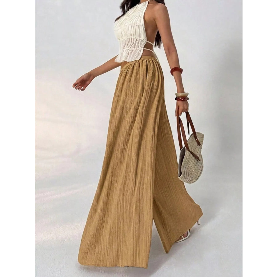 High-Waisted Wide-Leg Pleated Casual Pants Apparel and Accessories