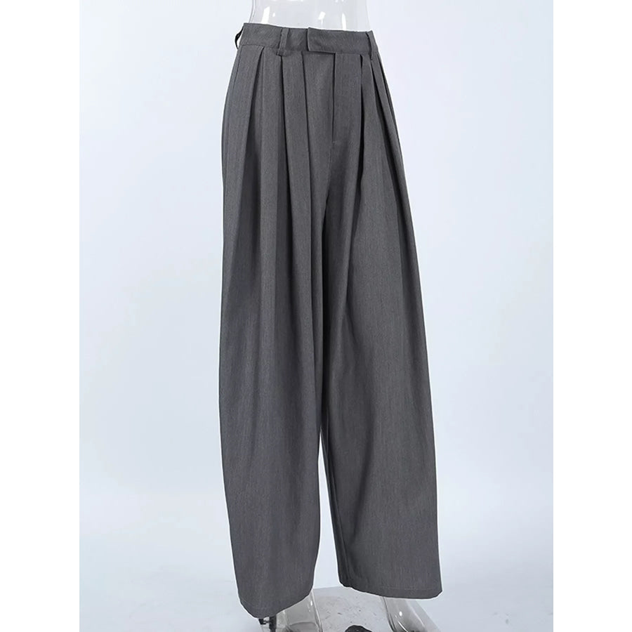 High-Waisted Wide-Leg Pleated Pants Apparel and Accessories