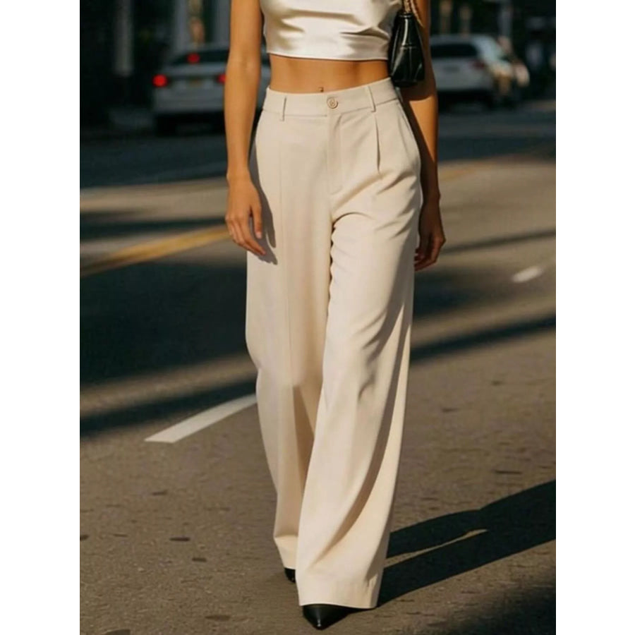 High-Waisted Wide-Leg Pleated Pants Apparel and Accessories