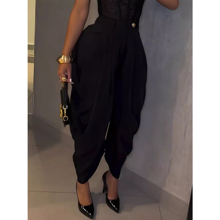 High-Waisted Wide Leg Pleated Pants Apparel and Accessories