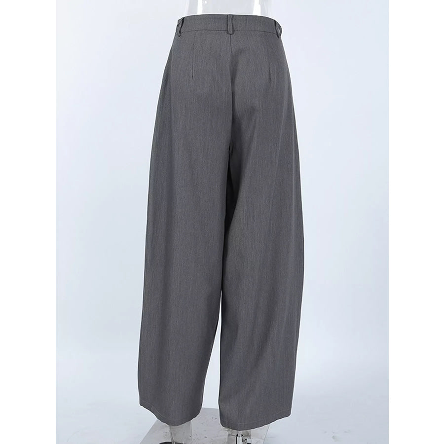 High-Waisted Wide-Leg Pleated Pants Apparel and Accessories