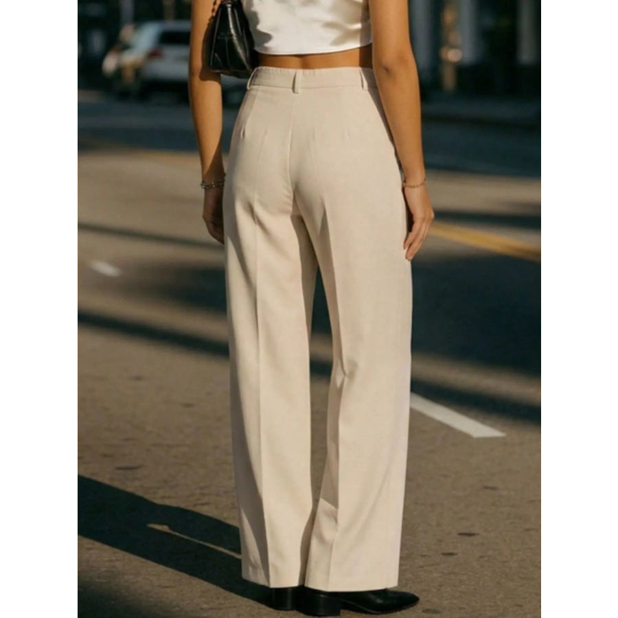 High-Waisted Wide-Leg Pleated Pants Apparel and Accessories