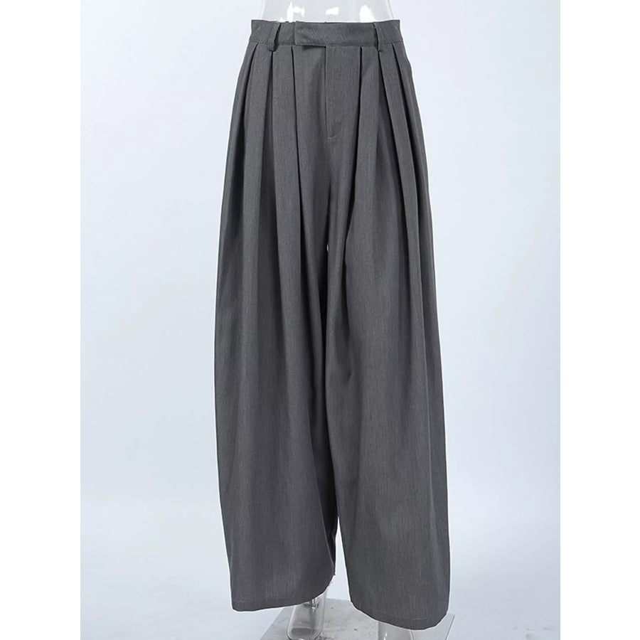 High-Waisted Wide-Leg Pleated Pants Apparel and Accessories