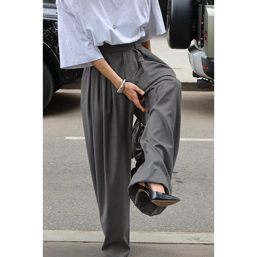 High-Waisted Wide-Leg Pleated Pants Apparel and Accessories