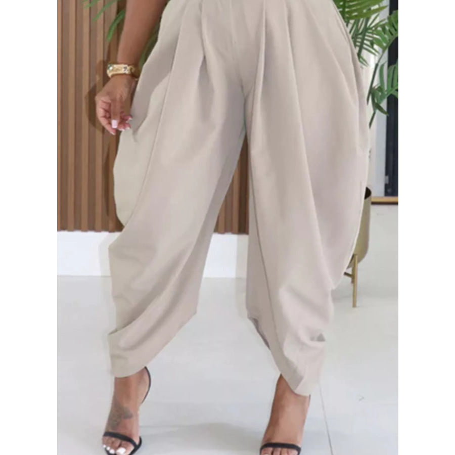 High-Waisted Wide Leg Pleated Pants Apparel and Accessories