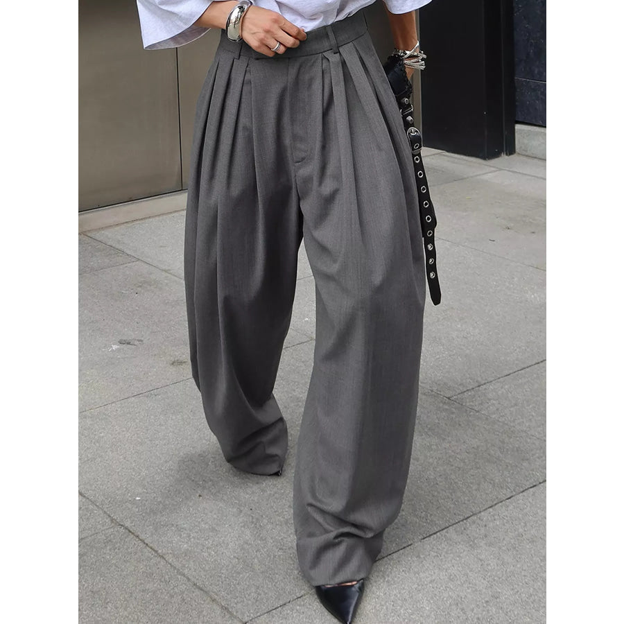 High-Waisted Wide-Leg Pleated Pants Apparel and Accessories