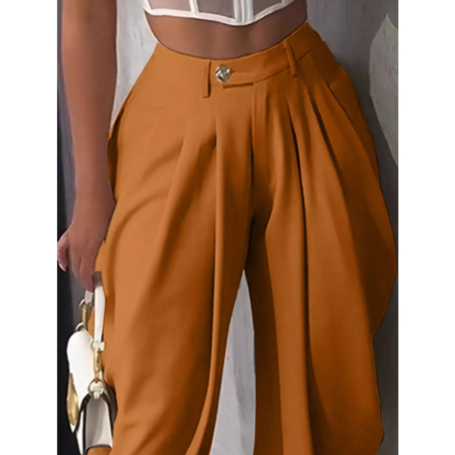 High-Waisted Wide Leg Pleated Pants Apparel and Accessories