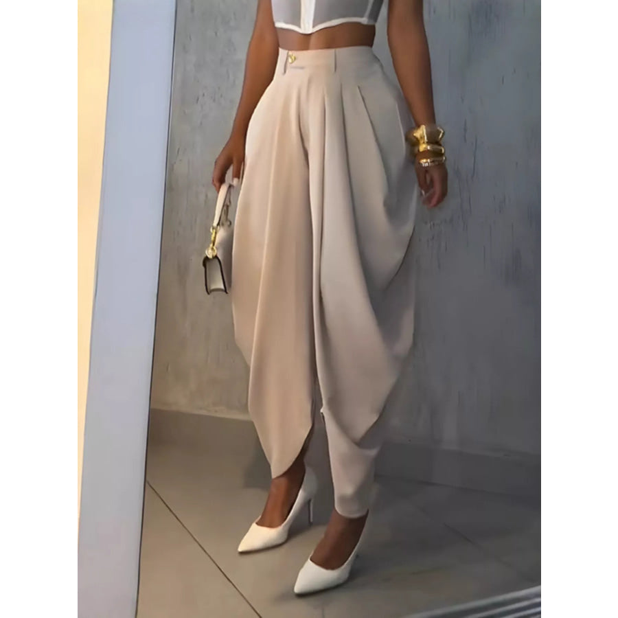 High-Waisted Wide Leg Pleated Pants Camel / S Apparel and Accessories