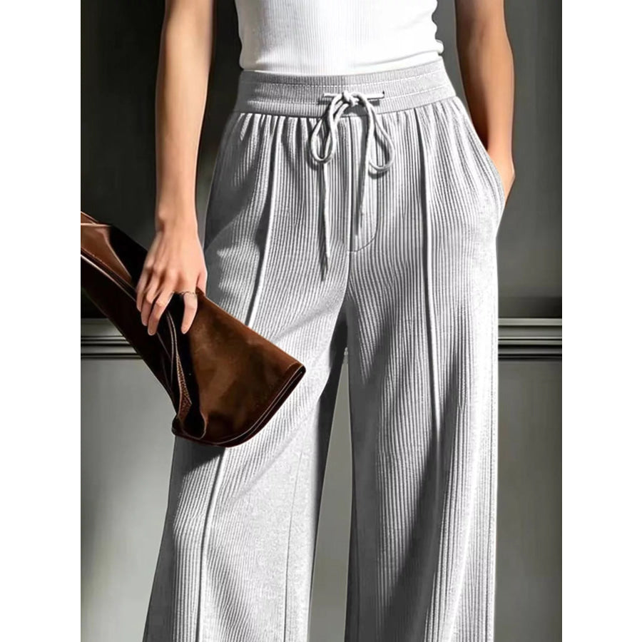 High-Waisted Wide-Leg Ribbed Corduroy Pants Apparel and Accessories