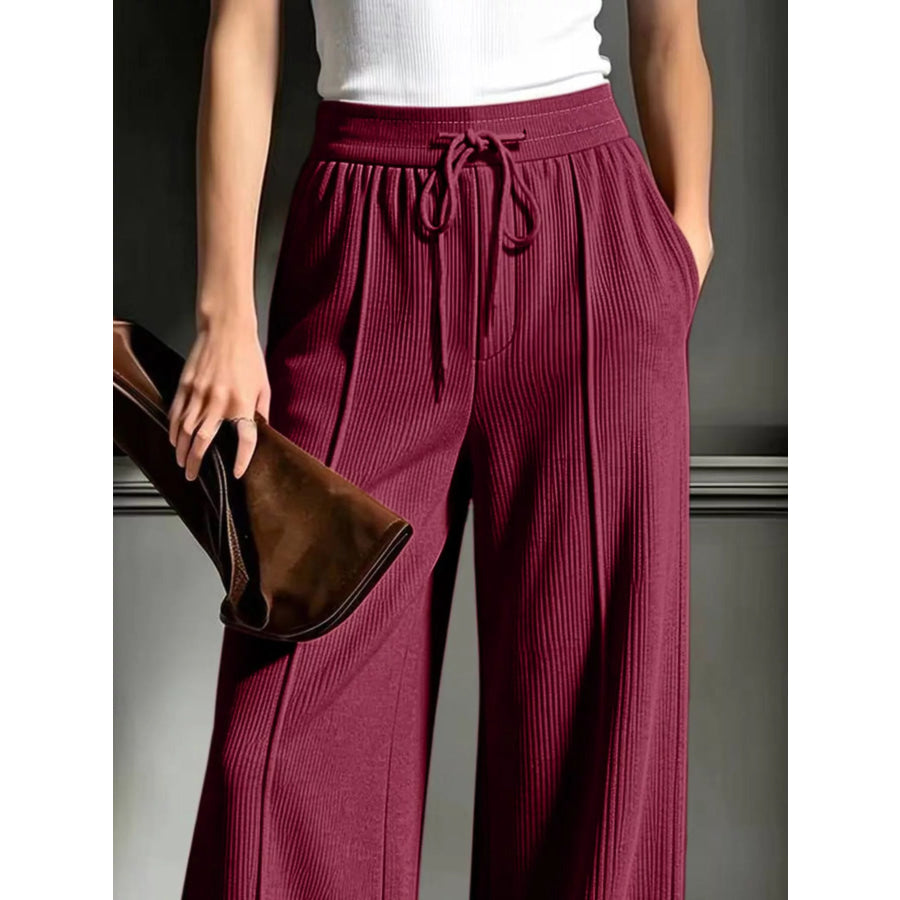 High-Waisted Wide-Leg Ribbed Corduroy Pants Apparel and Accessories