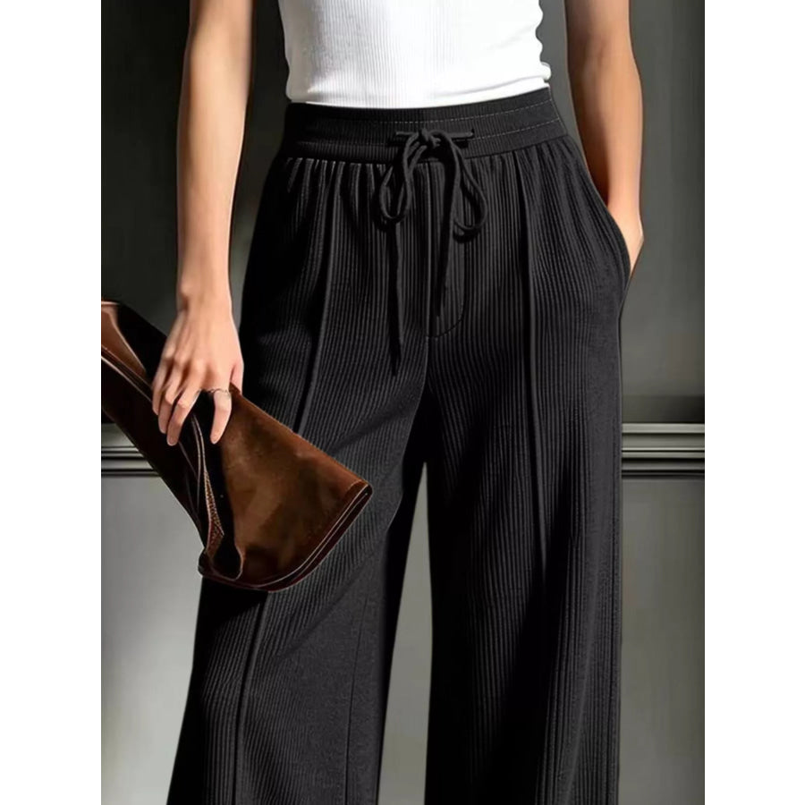 High-Waisted Wide-Leg Ribbed Corduroy Pants Apparel and Accessories