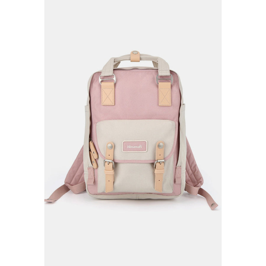 Himawari Contrast Water and Scratch-Resistant Nylon Backpack Bag Pink / One Size Apparel and Accessories