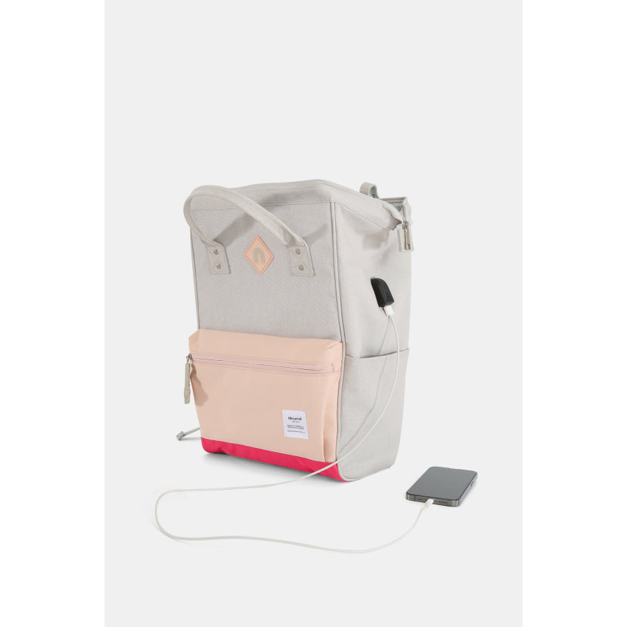 Himawari Contrast Waterproof Backpack Bag with External USB Port Apparel and Accessories