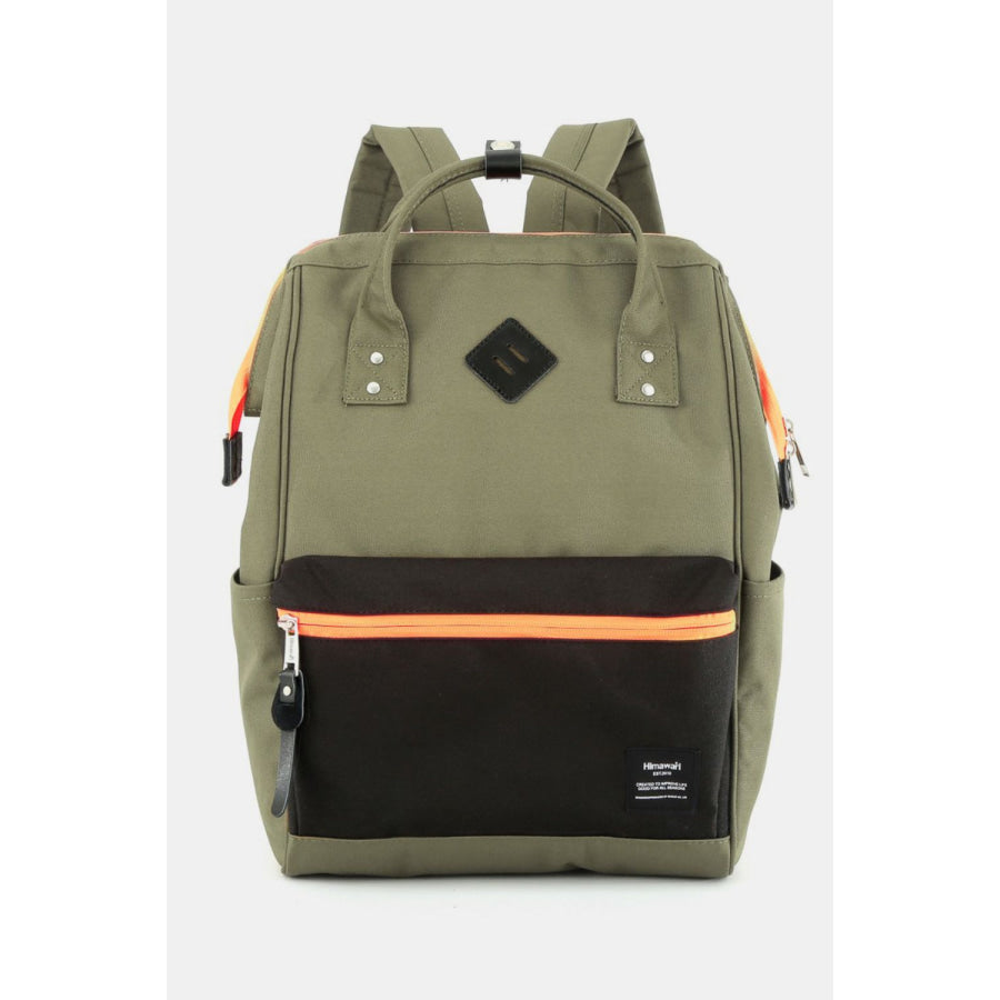 Himawari Contrast Waterproof Backpack Bag with Reinforced Edges Green / One Size Apparel and Accessories