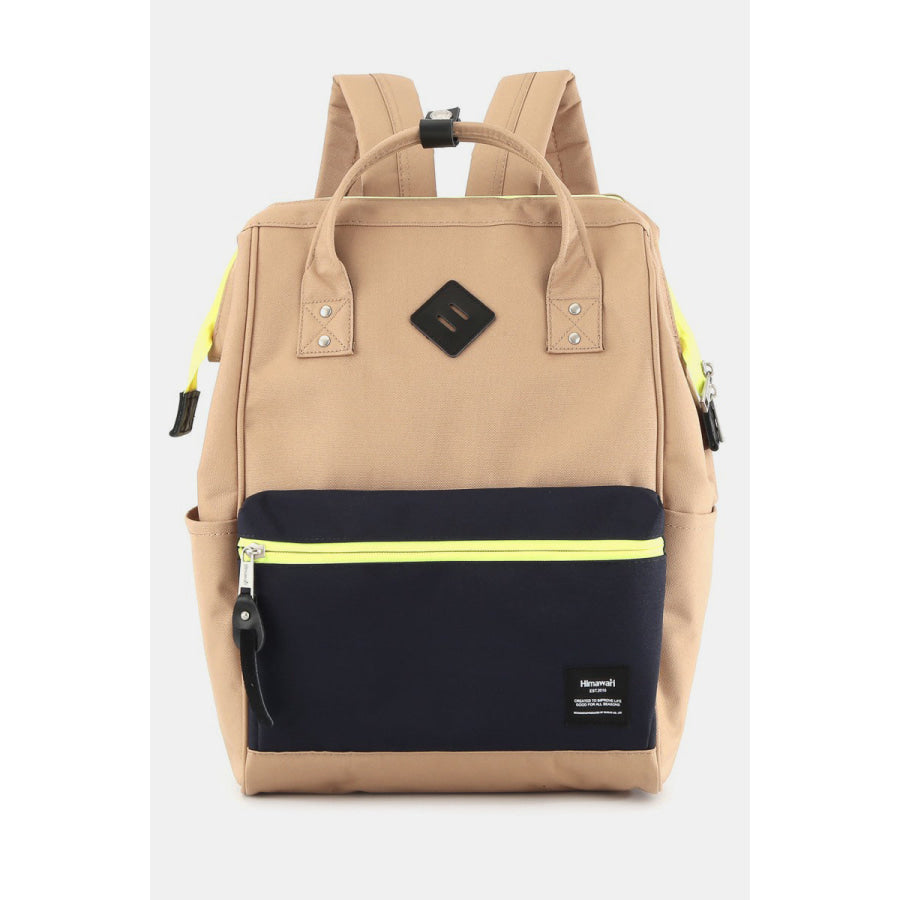 Himawari Contrast Waterproof Backpack Bag with Reinforced Edges Sand / One Size Apparel and Accessories