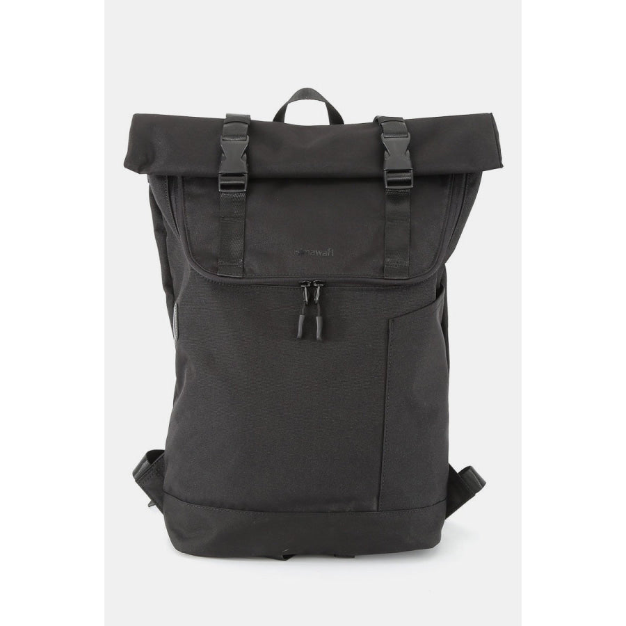 Himawari Contrast Waterproof Canvas Backpack Bag Black / One Size Apparel and Accessories